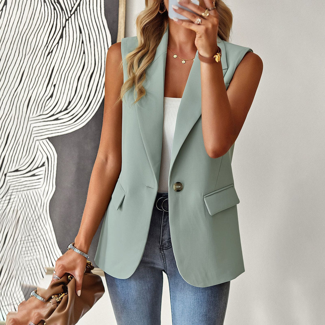 Damen ärmelloses Blazer-Oberteil mit taillierter Silhouette EB