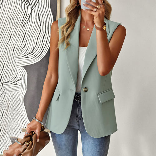 Damen ärmelloses Blazer-Oberteil mit taillierter Silhouette EB
