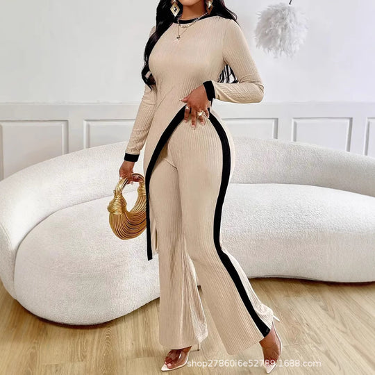 Damen Lässiger Jumpsuit mit seitlichen Kontraststreifen und elegantem Schnitt EB