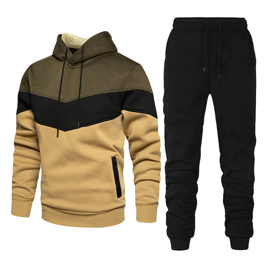 Herren nan athleisure-Set mit Chevron-Kapuze, fleecegefüttertem Pullover und schmal zulaufender Jogginghose EB