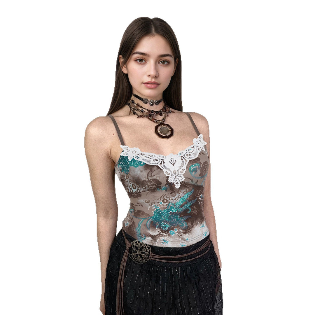 Damen Spitzentop mit floralem Muster und zartem Dekolleté EB