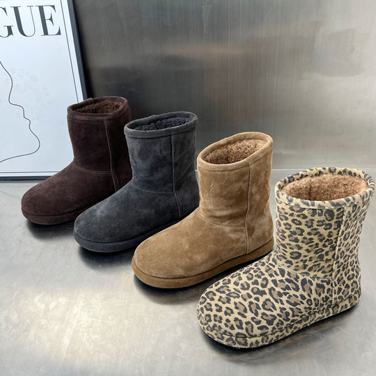 Damen Kuschelboots mit weichem Innenfutter und trendiger Leopardenmusterung EB