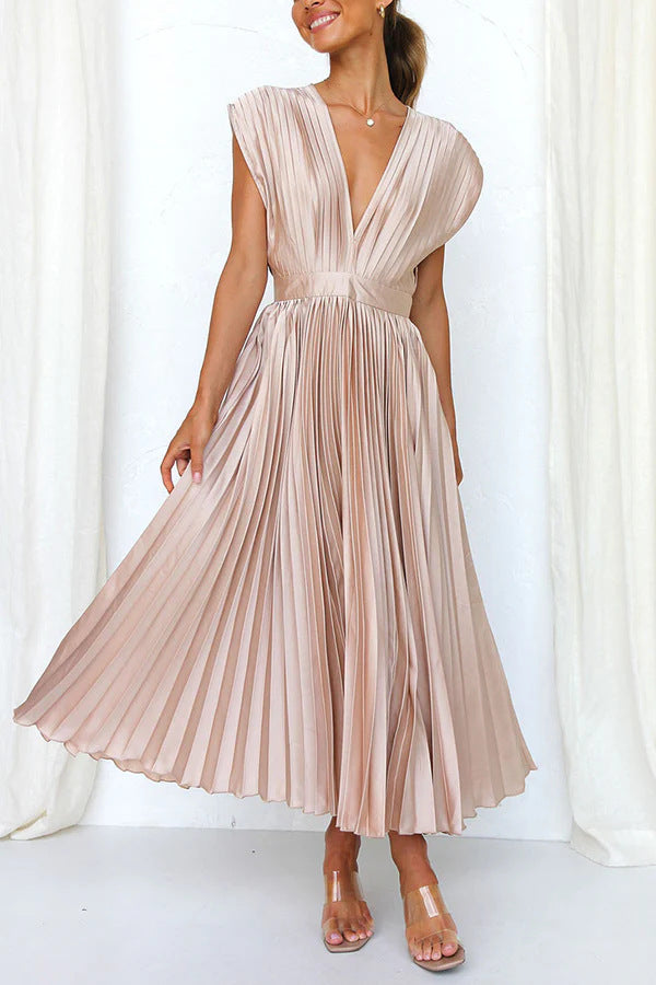 Damen Maxikleid mit Faltenwurf und tiefem V-Ausschnitt EB