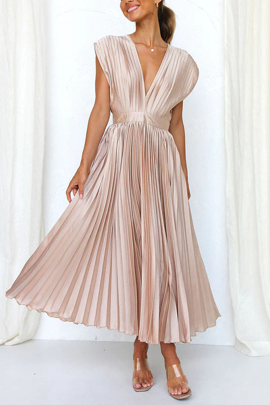 Damen Maxikleid mit Faltenwurf und tiefem V-Ausschnitt EB
