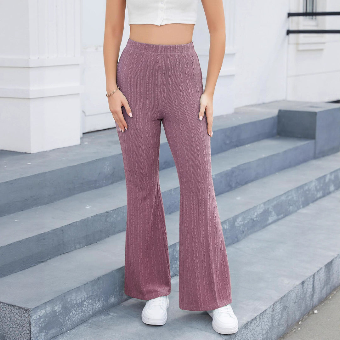 Damen Flared-Pants aus hochwertigem Strickmaterial mit elastischem Bund EB