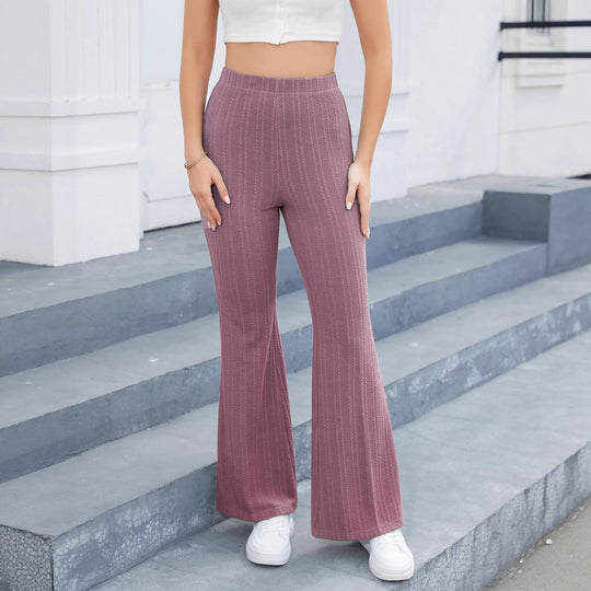 Damen Flared-Pants aus hochwertigem Strickmaterial mit elastischem Bund EB