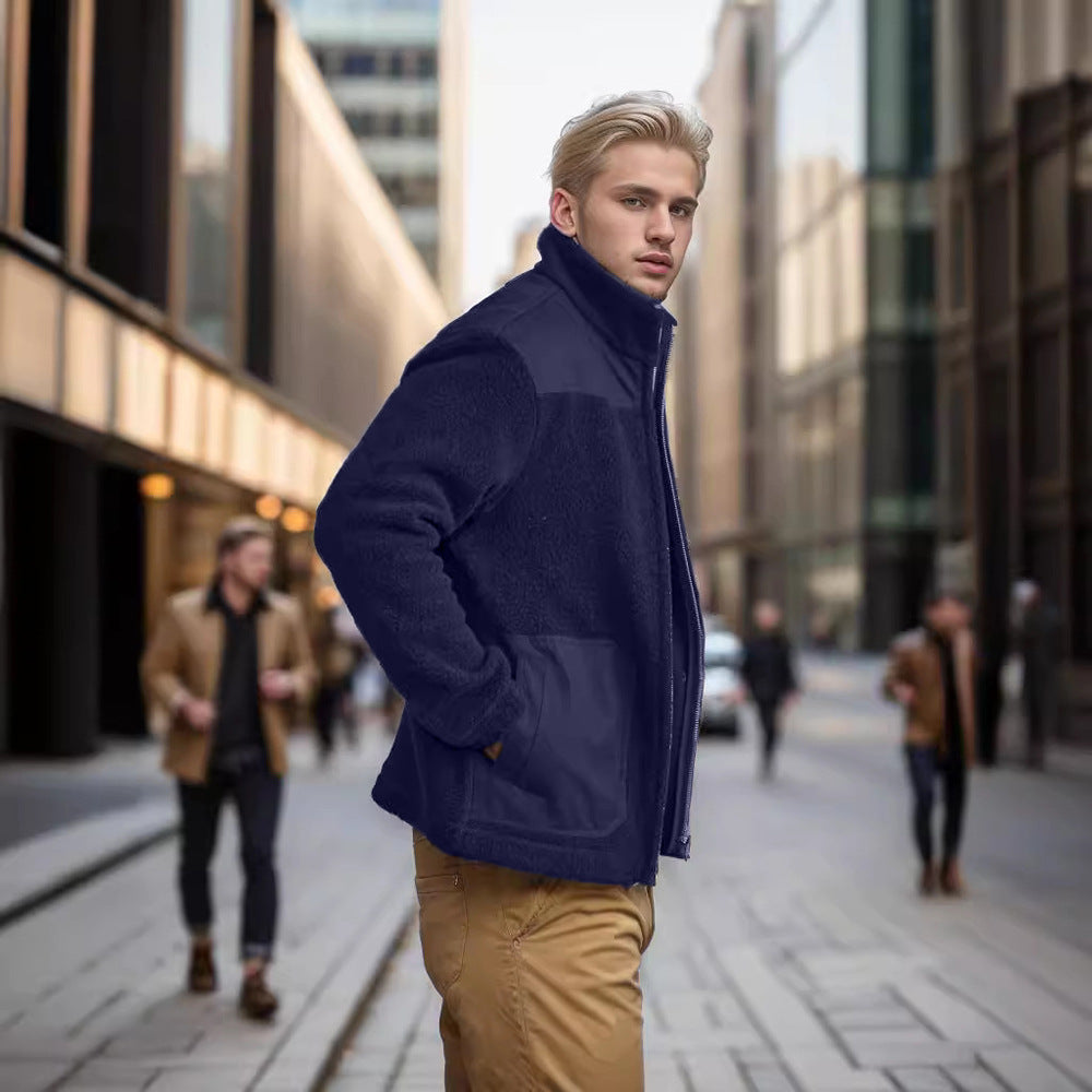 Herren kuschelige Fleecejacke mit raffinierten Taschen EB