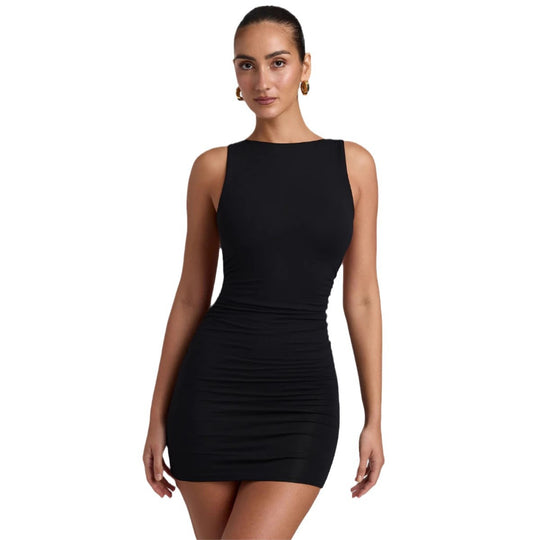 Damen figurbetontes Mikrokleid mit breiten Trägern und Komfortstretch EB