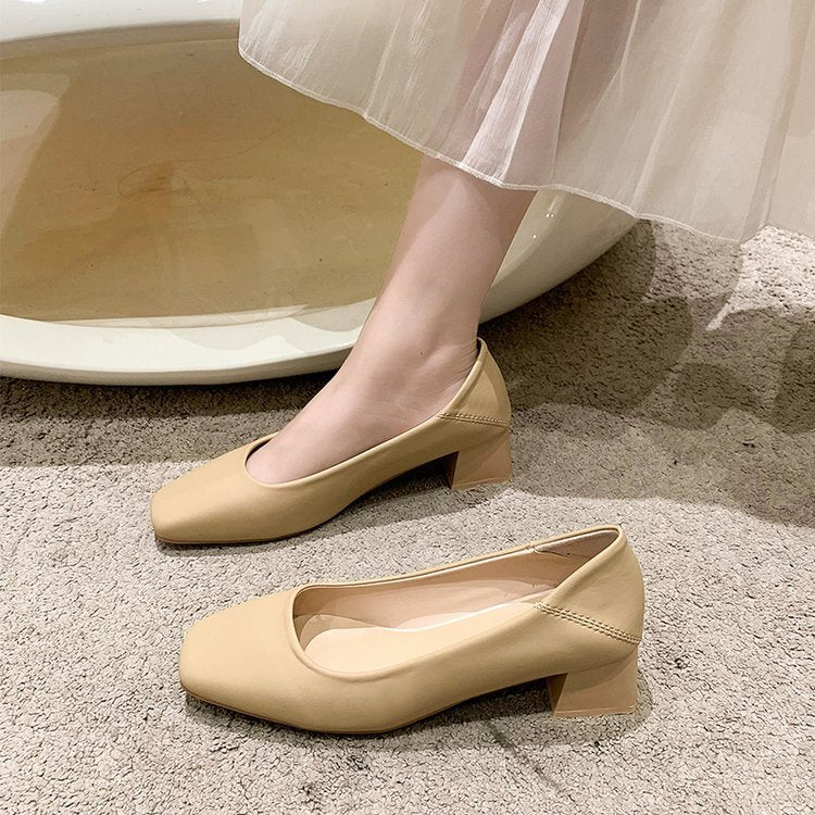 Damen elegante Blockabsatz-Pumps mit geschmeidiger Oberfläche EB