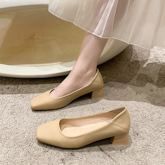 Damen elegante Blockabsatz-Pumps mit geschmeidiger Oberfläche EB