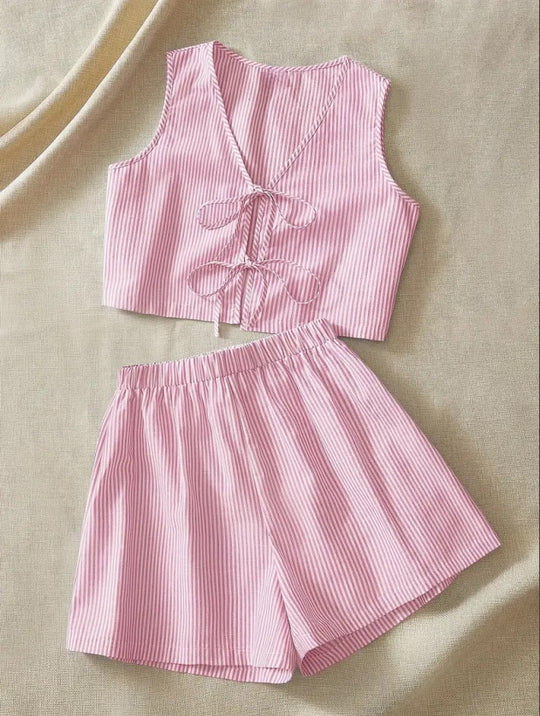 Damen Lounge-Wear Set mit Raffung und Rückenschnürung EB