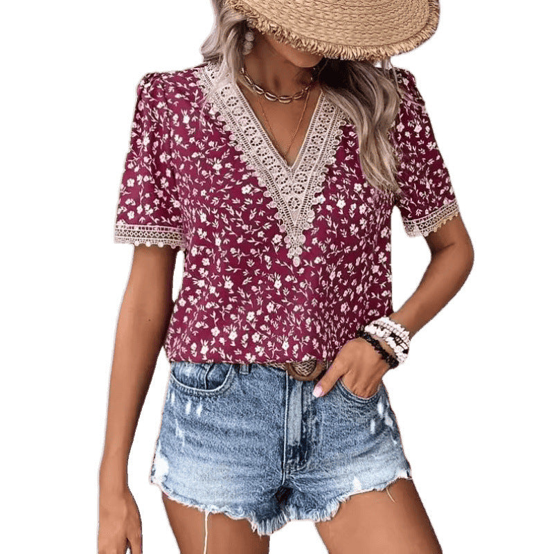 Damen Floral Bestickte Freizeitbluse EB