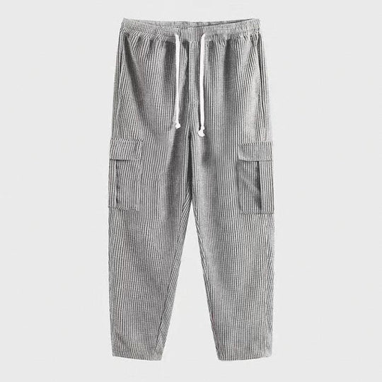 Herren nan Cord-Cargo-Jogginghose mit elastischem Komfortbund, Kordelzug und aufgesetzten Cargotaschen EB