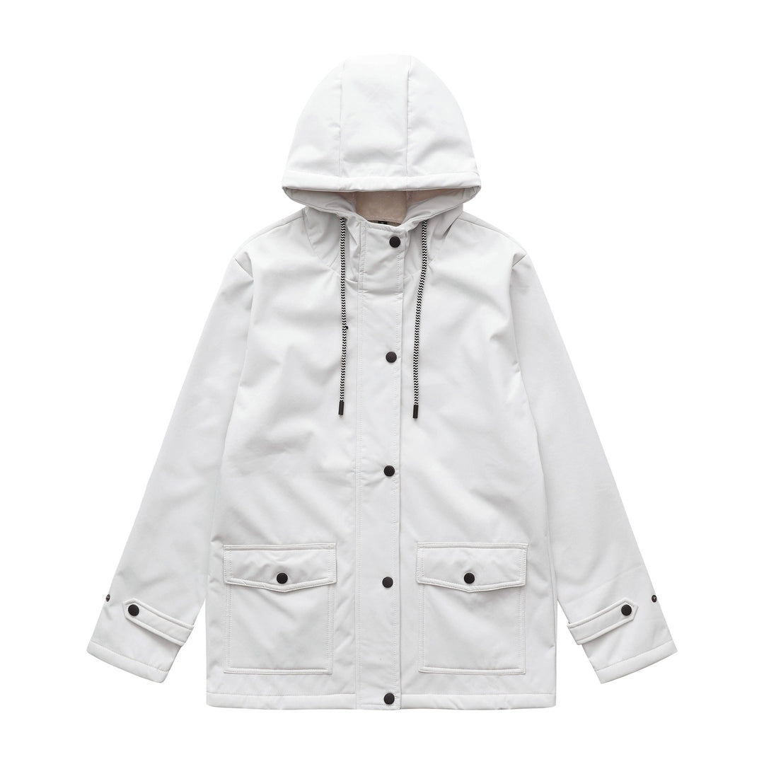 Damen wasserabweisende Outdoorjacke mit verstellbarem Kapuzenkragen EB