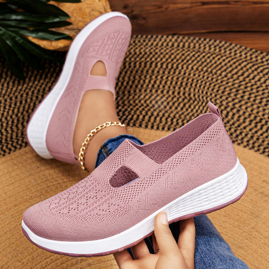Damen Komfortable Slip-On Sportschuhe mit atmungsaktivem Obermaterial EB