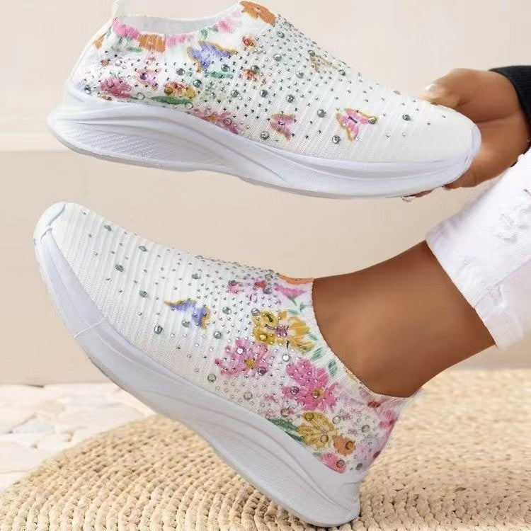 Damen farbenfrohe Design-Sneaker mit elastischem Einschlupf EB