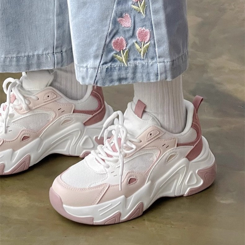 Damen Sportliche Chunky Sneaker mit atmungsaktivem Mesh und bequemer Dämpfung EB