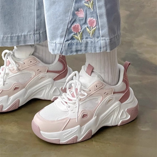 Damen Sportliche Chunky Sneaker mit atmungsaktivem Mesh und bequemer Dämpfung EB