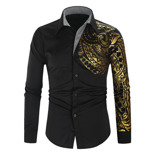 Herren modisches Langarmhemd mit floralem Design und elegantem Mustermix EB