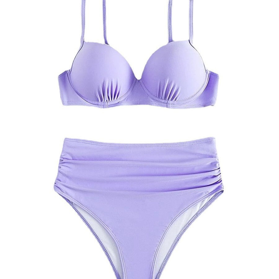 Damen Hochtaillierter Bikini mit gepolstertem Oberteil und verstellbaren Trägern EB