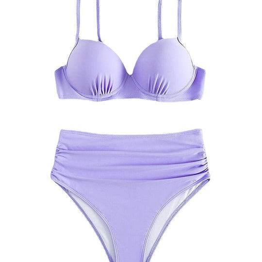 Damen Hochtaillierter Bikini mit gepolstertem Oberteil und verstellbaren Trägern EB