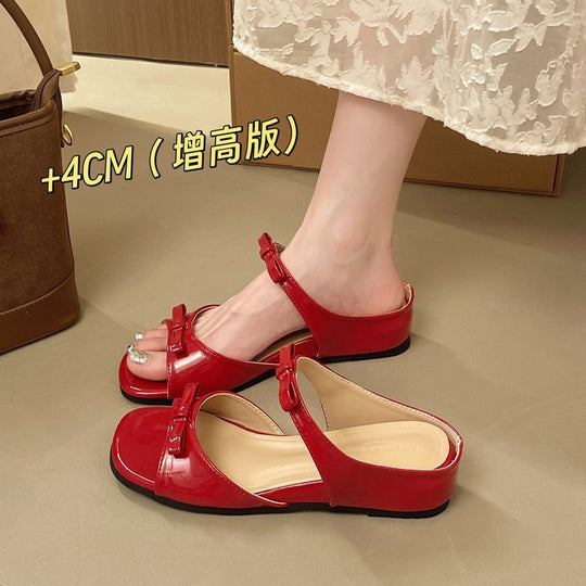 Damen elegante Slingback-Sandalen mit zierlichem Schleifenakzent EB