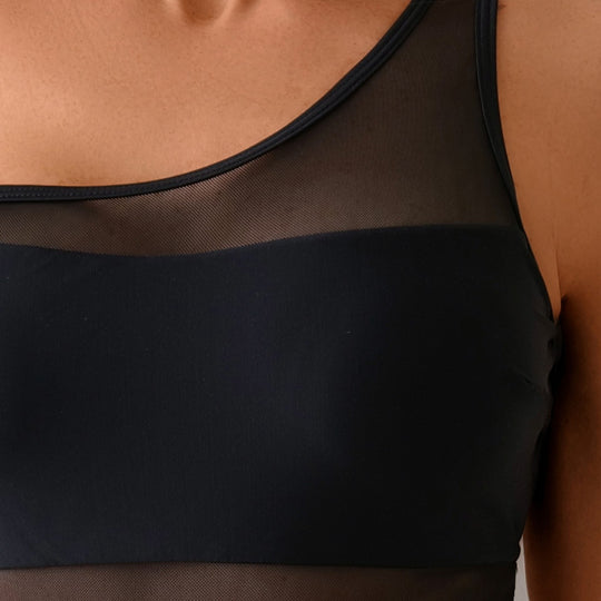 Damen Sportlicher Einteiler mit transparenten Einsätzen EB