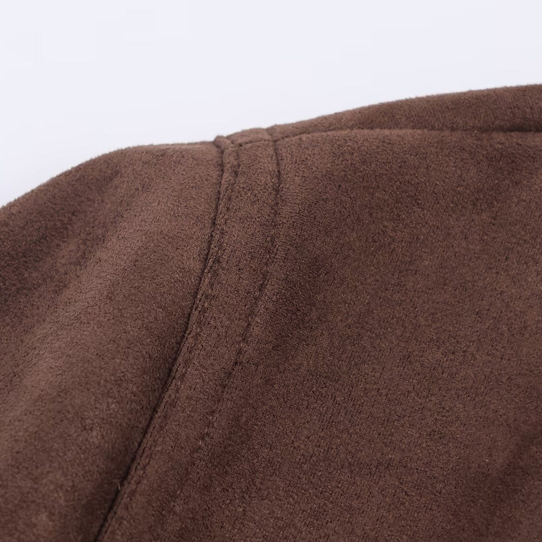 Damen elegante Suede Blazerjacke mit Taillengürtel EB