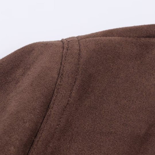 Damen elegante Suede Blazerjacke mit Taillengürtel EB