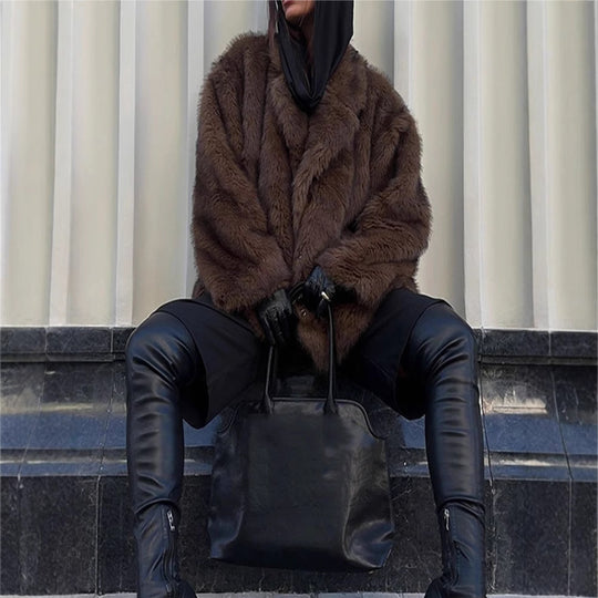 Damen Kunstfelljacke im oversized Design mit lässigem Schnitt EB