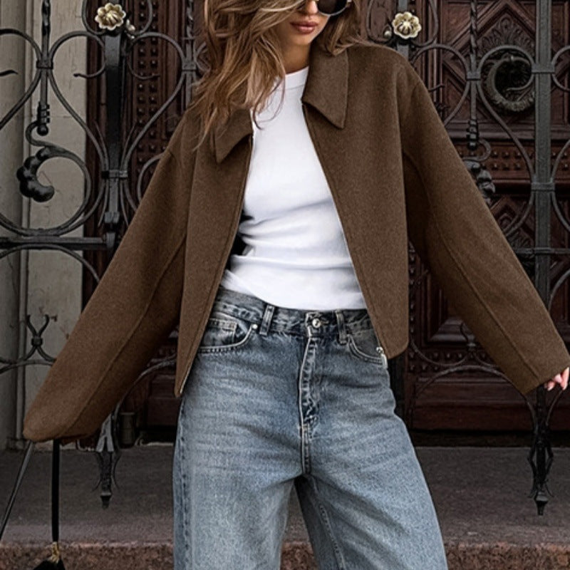 Damen modische cropped Wolljacke EB