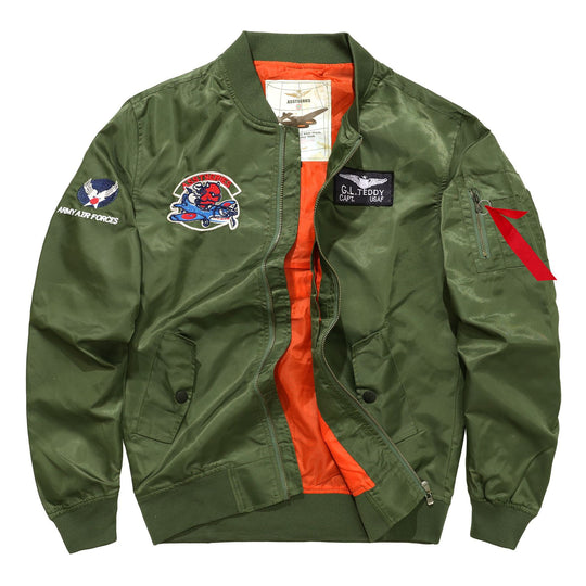 Men's  military patch nylon pilot bomber jacket EB