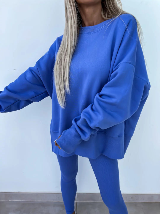 Damen Sportlicher Freizeitanzug mit oversized Sweatshirt und enganliegenden Leggings EB