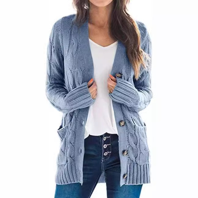 Damen Strickjacke mit strukturiertem Kabelmuster und praktischen Taschen EB