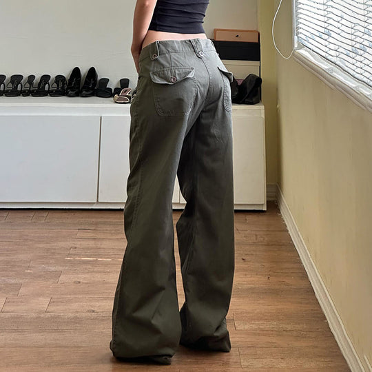 Damen weite Cargo-Hosen mit praktischen Taschen und engem Bund EB
