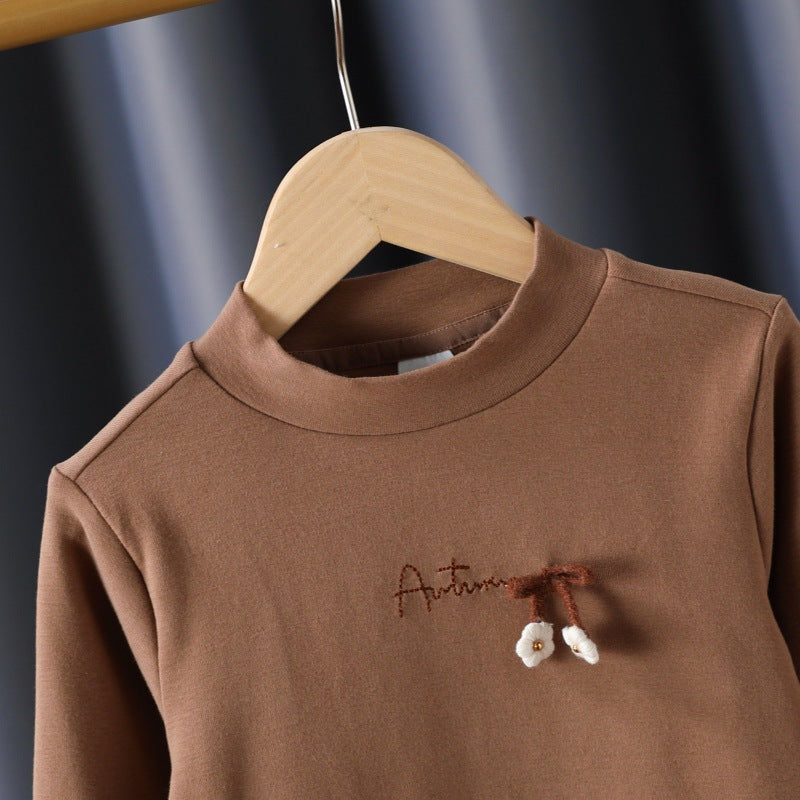 Mädchen Langarmshirt mit elegantem Stehkragen und filigraner Bestickung EB