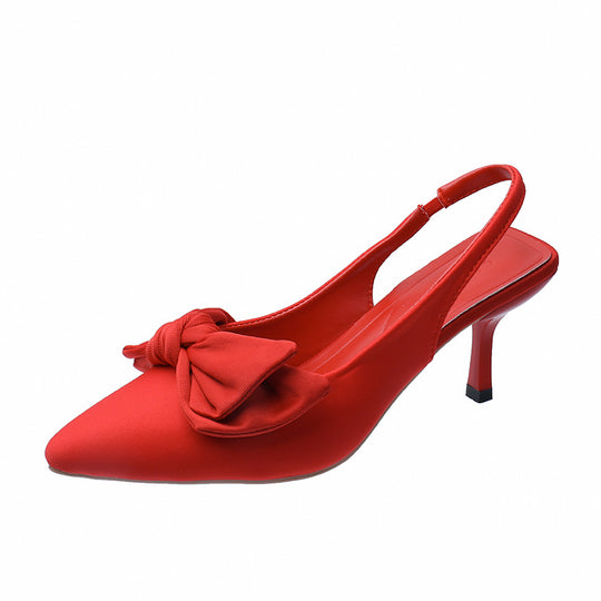 Damen elegante Slingback-Pumps mit modischem Schleifen-Detail und komfortablem Blockabsatz EB