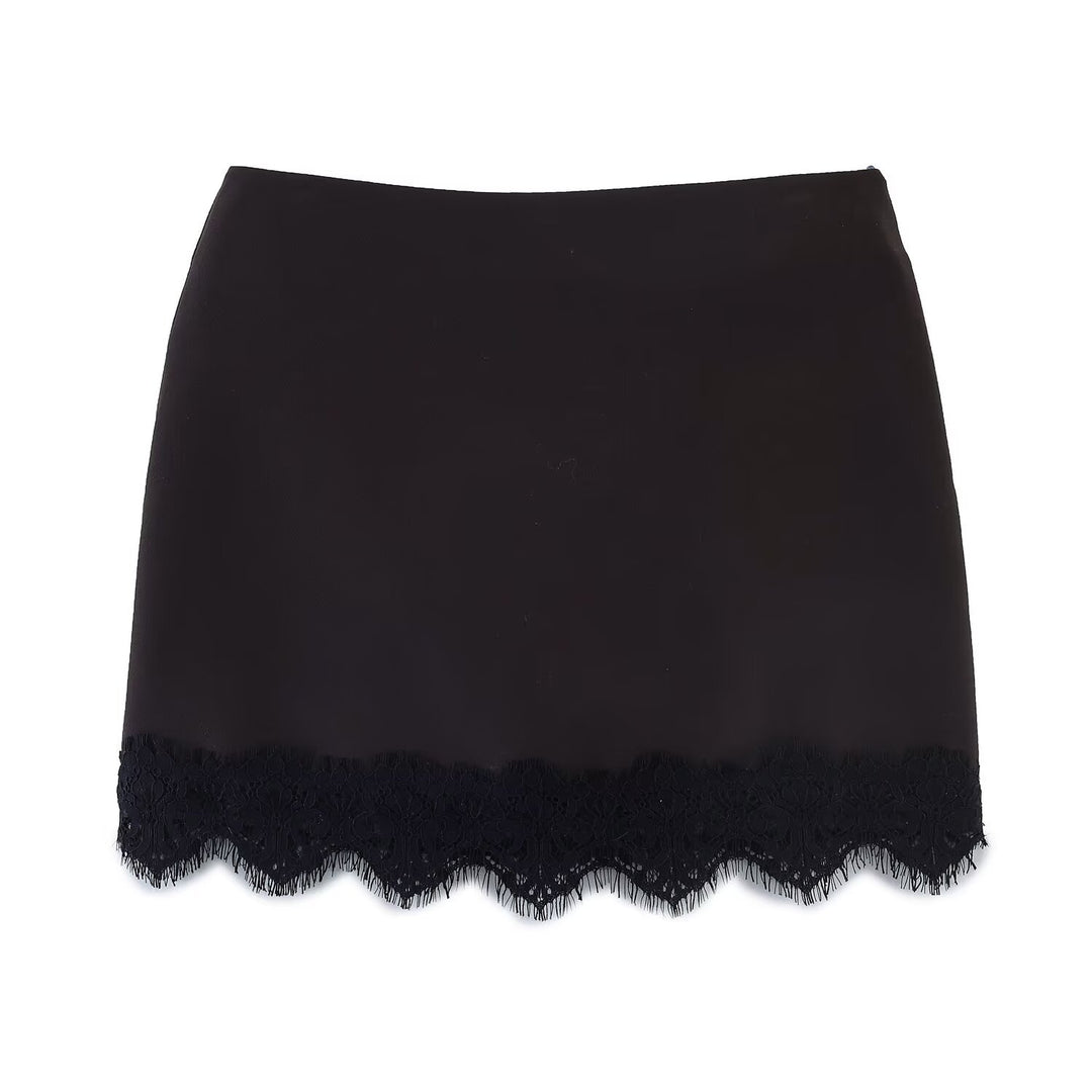 Damen eleganter Rock mit Spitzenbesatz EB
