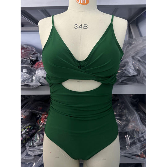 Damen Einteiler Badeanzug mit modernem Wickeldetail und verstellbaren Trägern EB