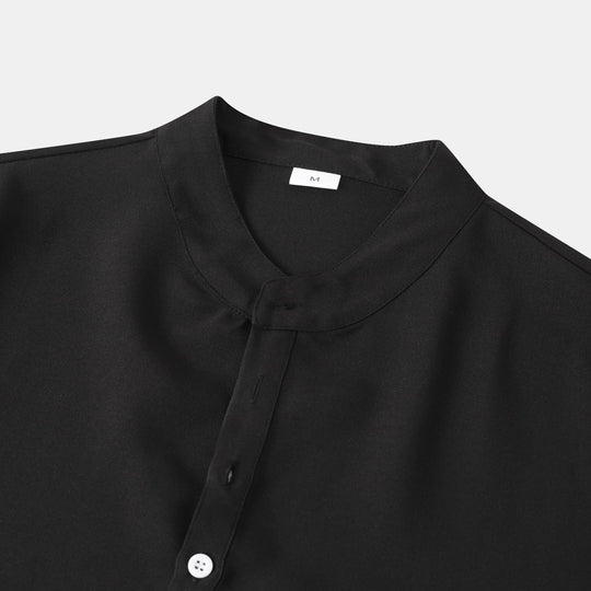 Herren Kurzarmhemd mit elegantem Stehkragen und praktischen Knopfdetails EB
