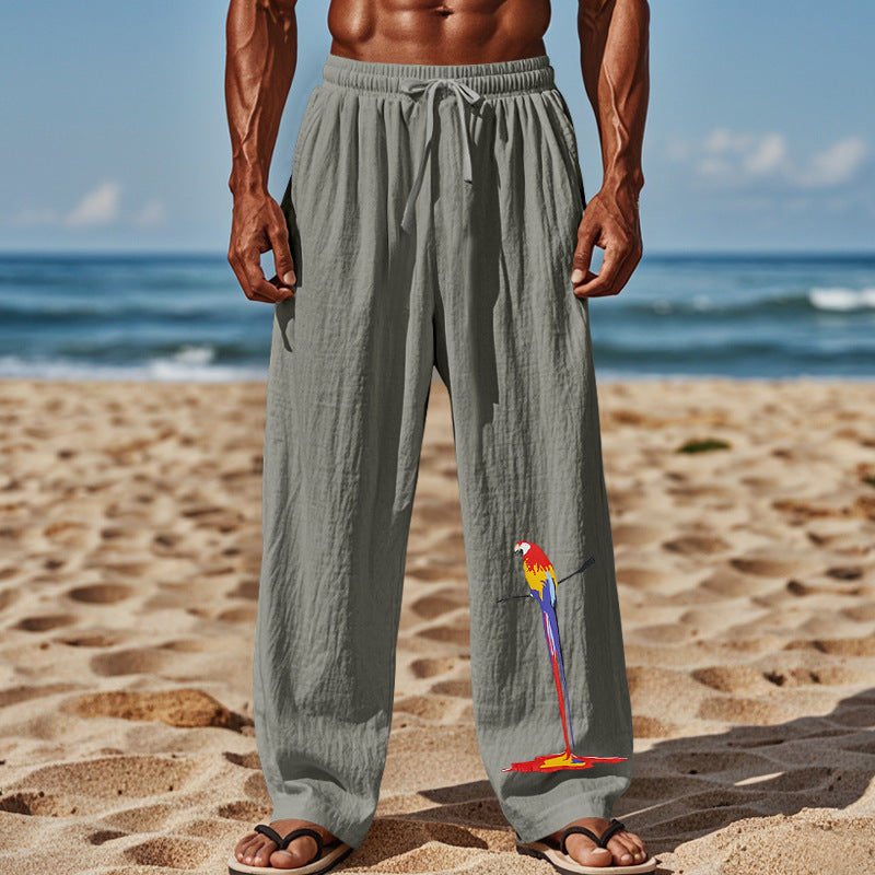 Herren Strandhose aus leichtem, atmungsaktivem Gewebe mit buntem Print EB
