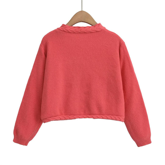 Damen Kurzstrickjacke mit geflochtenen Details und praktischen Taschen EB
