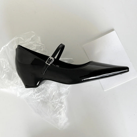 Damen elegante Slingback-Pumps mit spitzem Zehenbereich und glänzender Oberfläche EB
