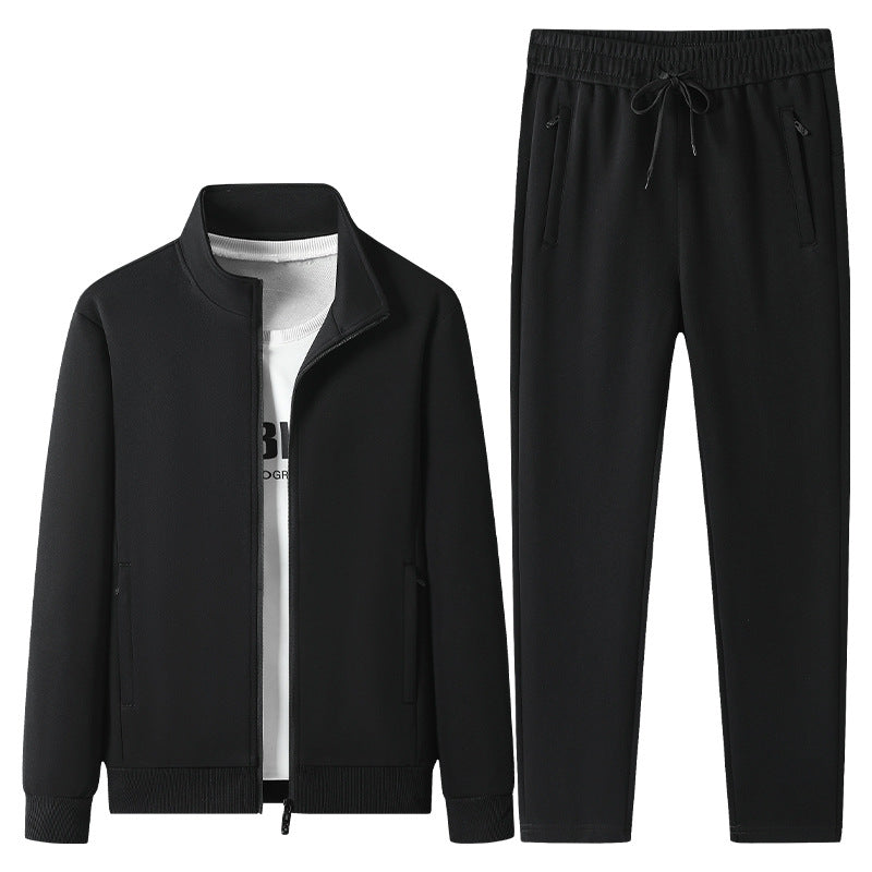 Herren Freizeit-Trainingsanzug Set mit Stehkragen Reißverschlussjacke und Jogginghose aus French Terry EB