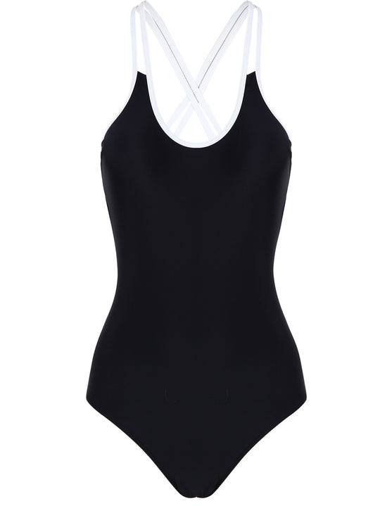 Damen Einteiliger Badeanzug mit trendigem Kreuzträger-Design EB