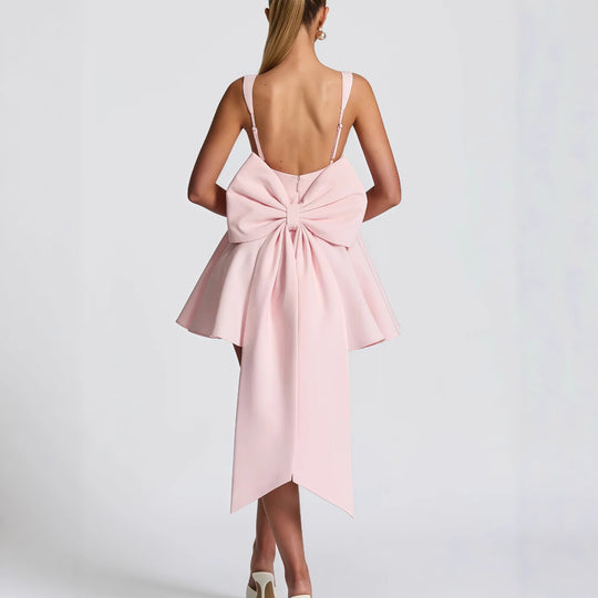 Damen Verspieltes Minikleid mit großem Schleifendetail und schwingendem Rock EB