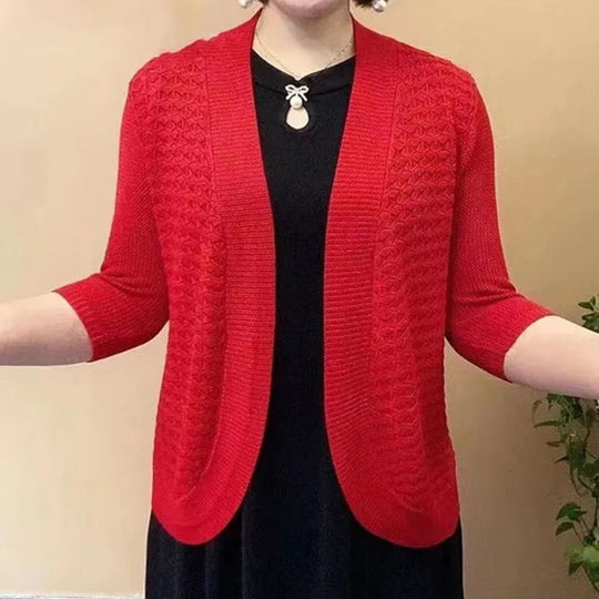 Damen Strickjacke mit 3/4-Ärmeln und strukturiertem Muster EB
