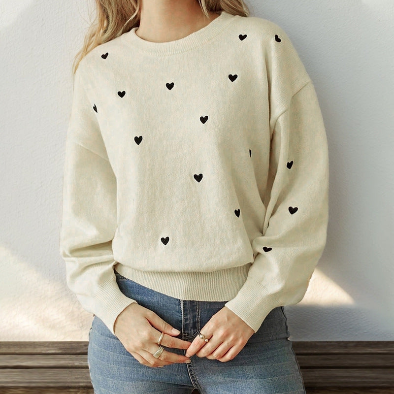 Damen kuscheliger Pullover mit Herzmotiven EB