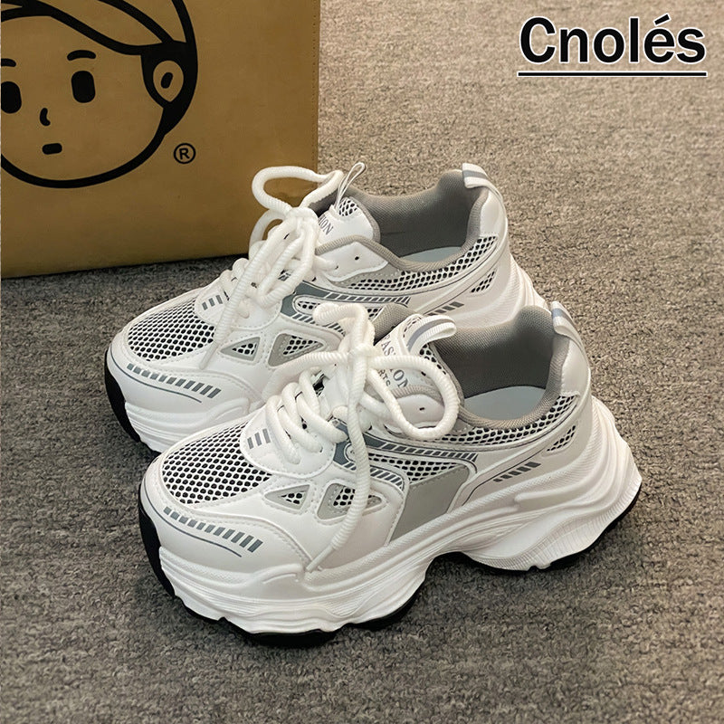 Damen Modische Chunky Sneakers mit atmungsaktiver Mesh-Oberfläche und ausgeprägtem Profil EB