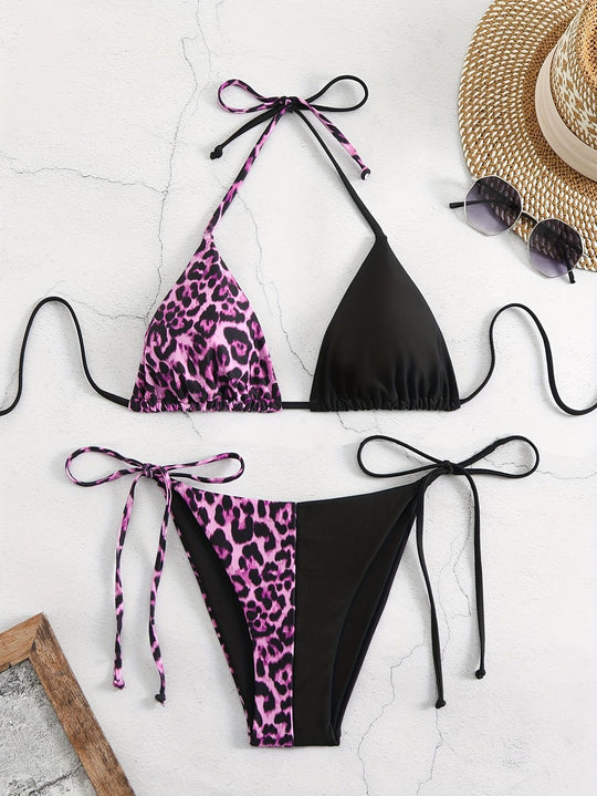 Damen Dreieck-Bikini mit raffiniertem Tiermuster EB
